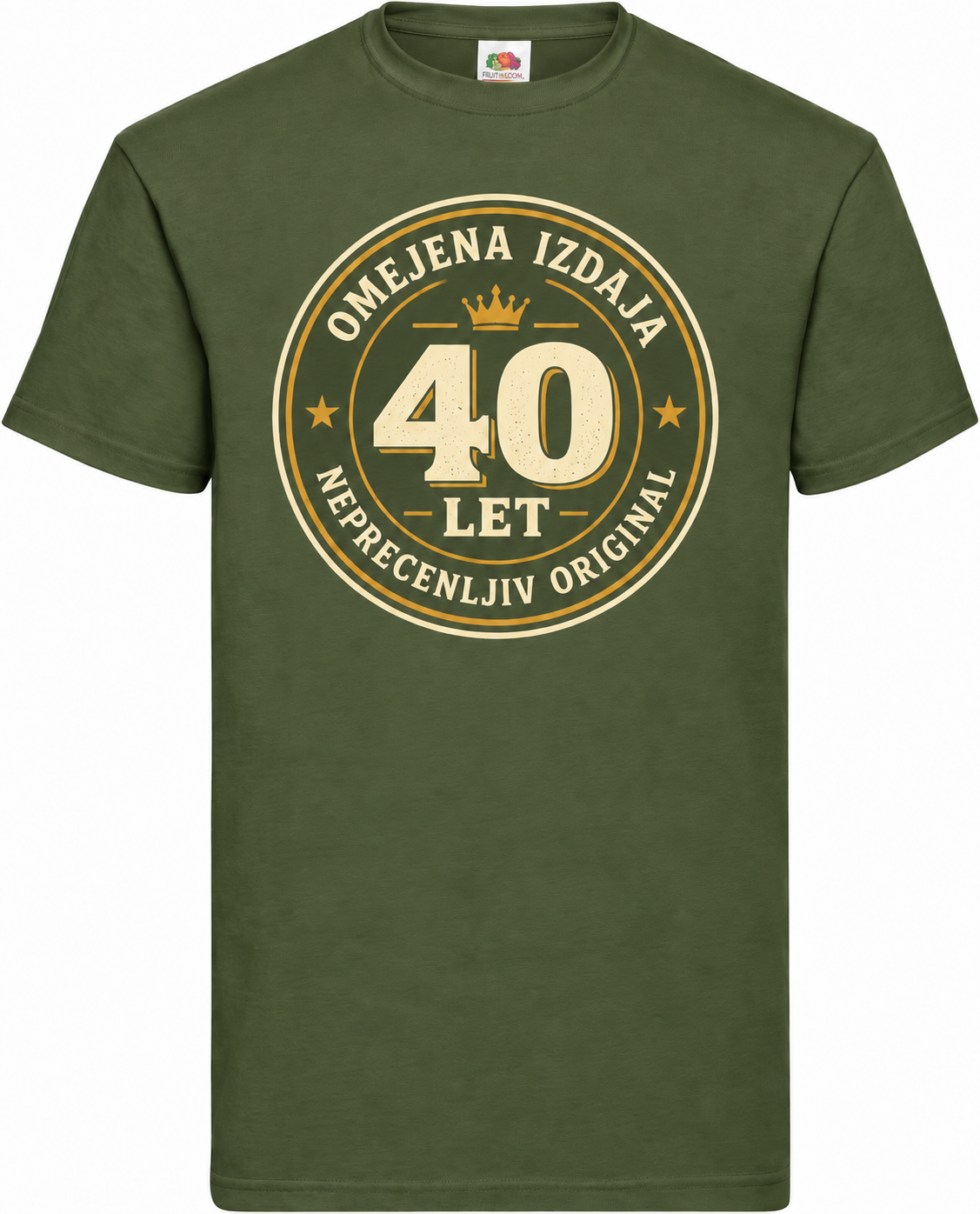 Moška majica za 40 let Omejena izdaja, Fruit of the Loom, olivna