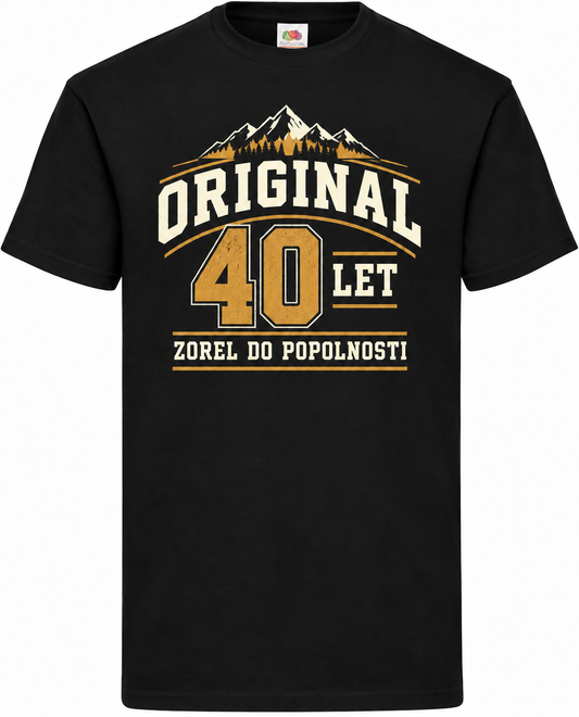 Moška majica za 40 let Original, zorel do popolnosti, Fruit of the Loom, črna
