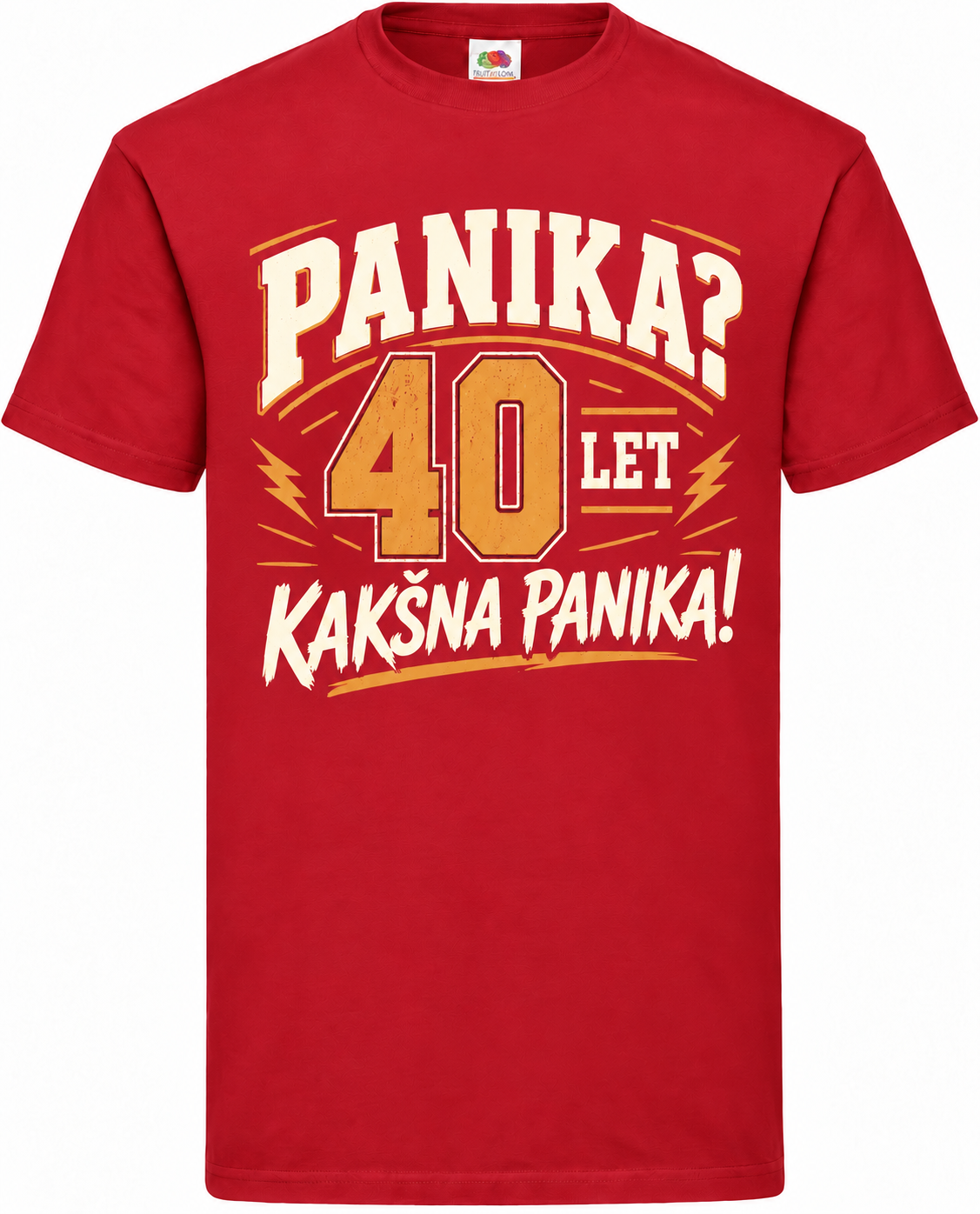Moška majica za 40 let Panika? Kakšna panika!, Fruit of the Loom, rdeča