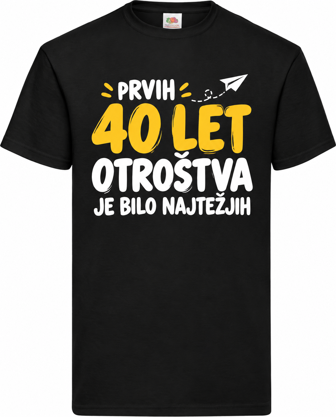 Moška majica za 40 let Prvih 40 let otroštva, Fruit of the Loom, črna