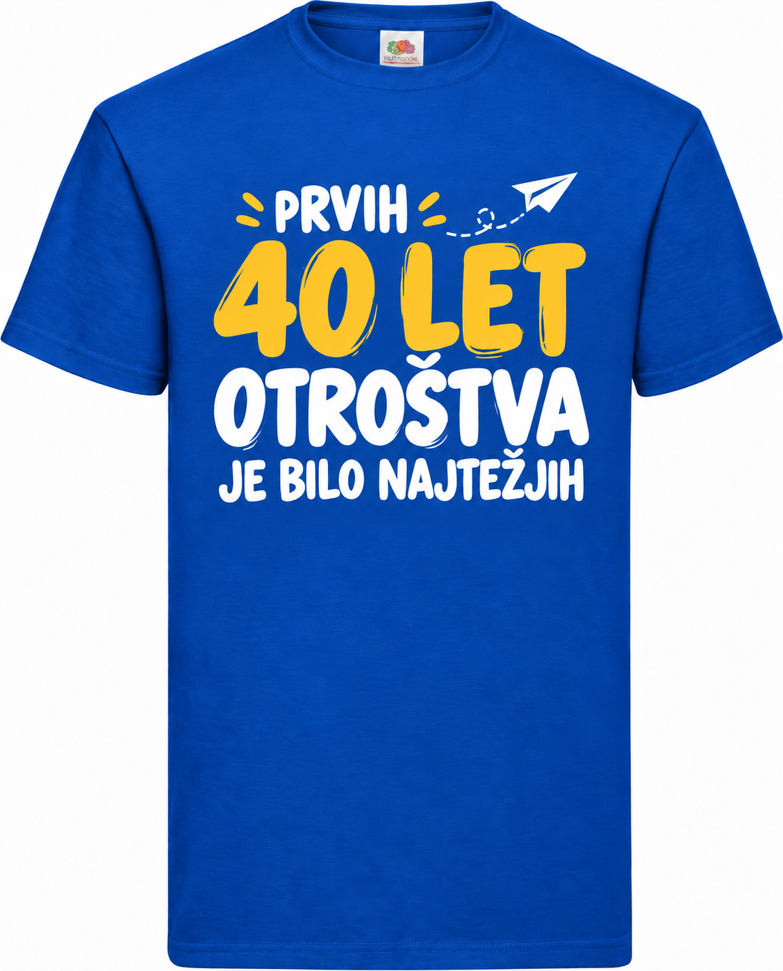 Moška majica za 40 let Prvih 40 let otroštva, Fruit of the Loom, kraljevo modra