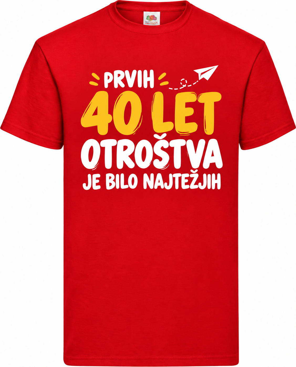 Moška majica za 40 let Prvih 40 let otroštva, Fruit of the Loom, rdeča