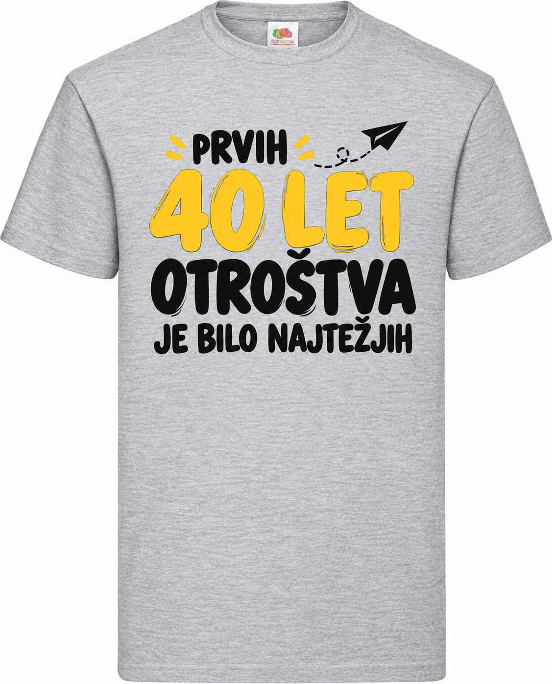 Moška majica za 40 let Prvih 40 let otroštva, Fruit of the Loom, siva
