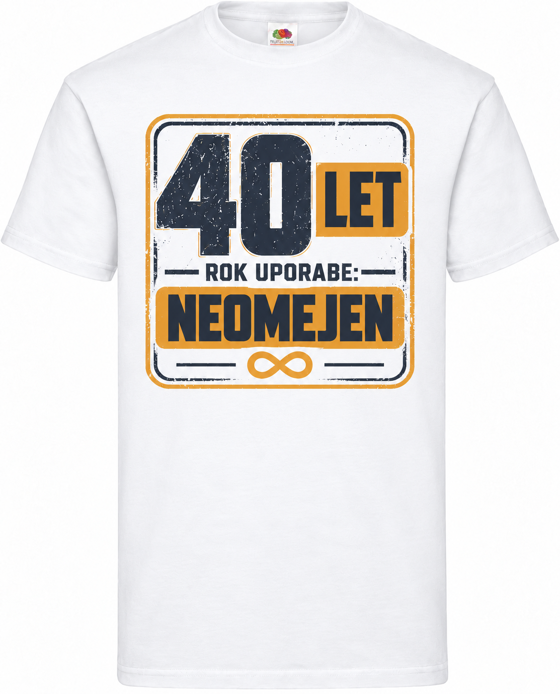 Moška majica za 40 let Rok uporabe: neomejen, Fruit of the Loom, bela