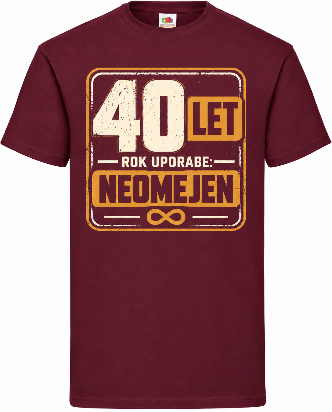 Moška majica za 40 let Rok uporabe: neomejen, Fruit of the Loom, bordo