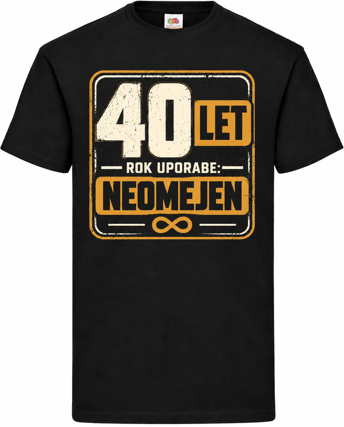 Moška majica za 40 let Rok uporabe: neomejen, Fruit of the Loom, črna