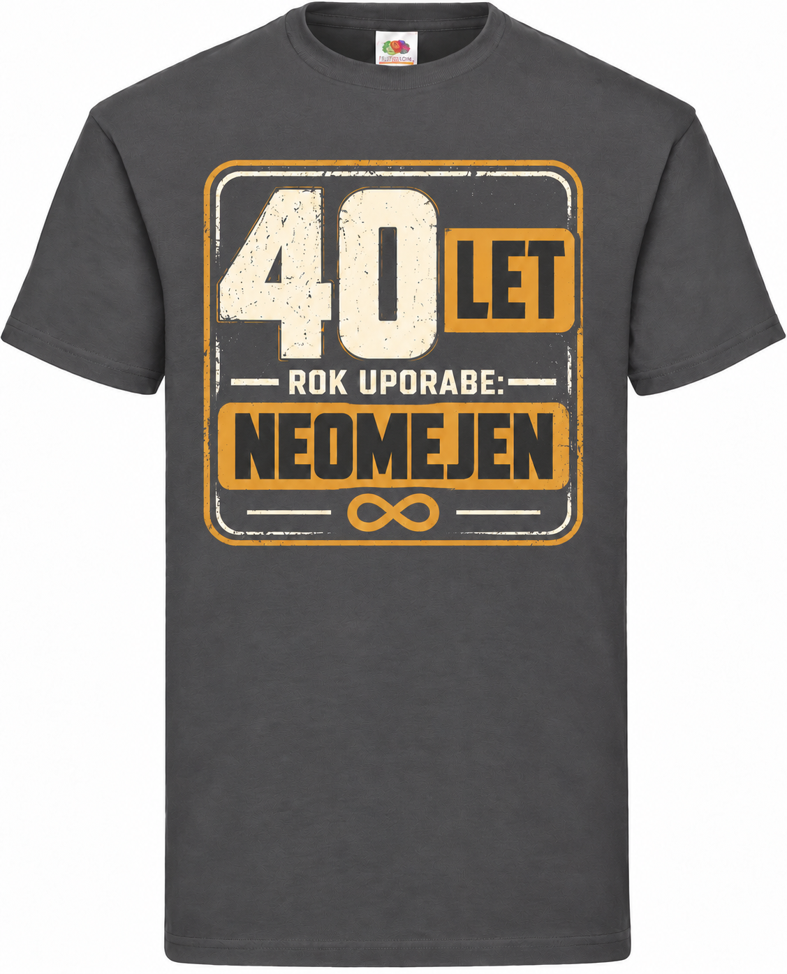 Moška majica za 40 let Rok uporabe: neomejen, Fruit of the Loom, grafitna