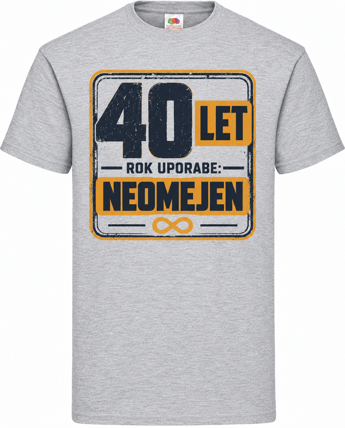 Moška majica za 40 let Rok uporabe: neomejen, Fruit of the Loom, siva