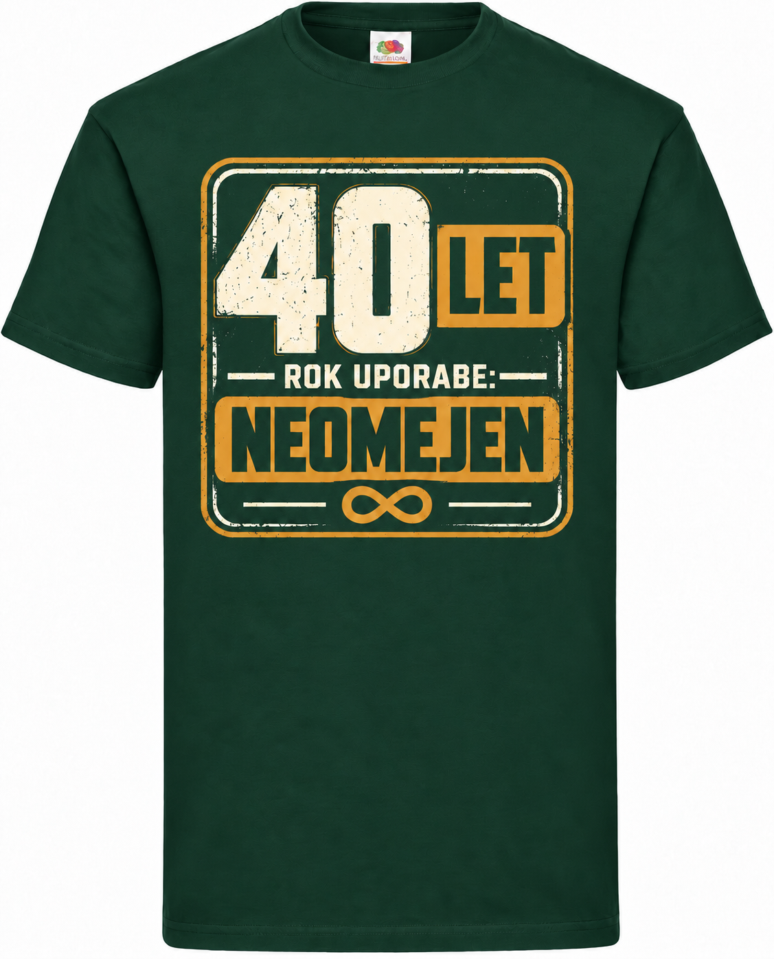 Moška majica za 40 let Rok uporabe: neomejen, Fruit of the Loom, stekleno zelena