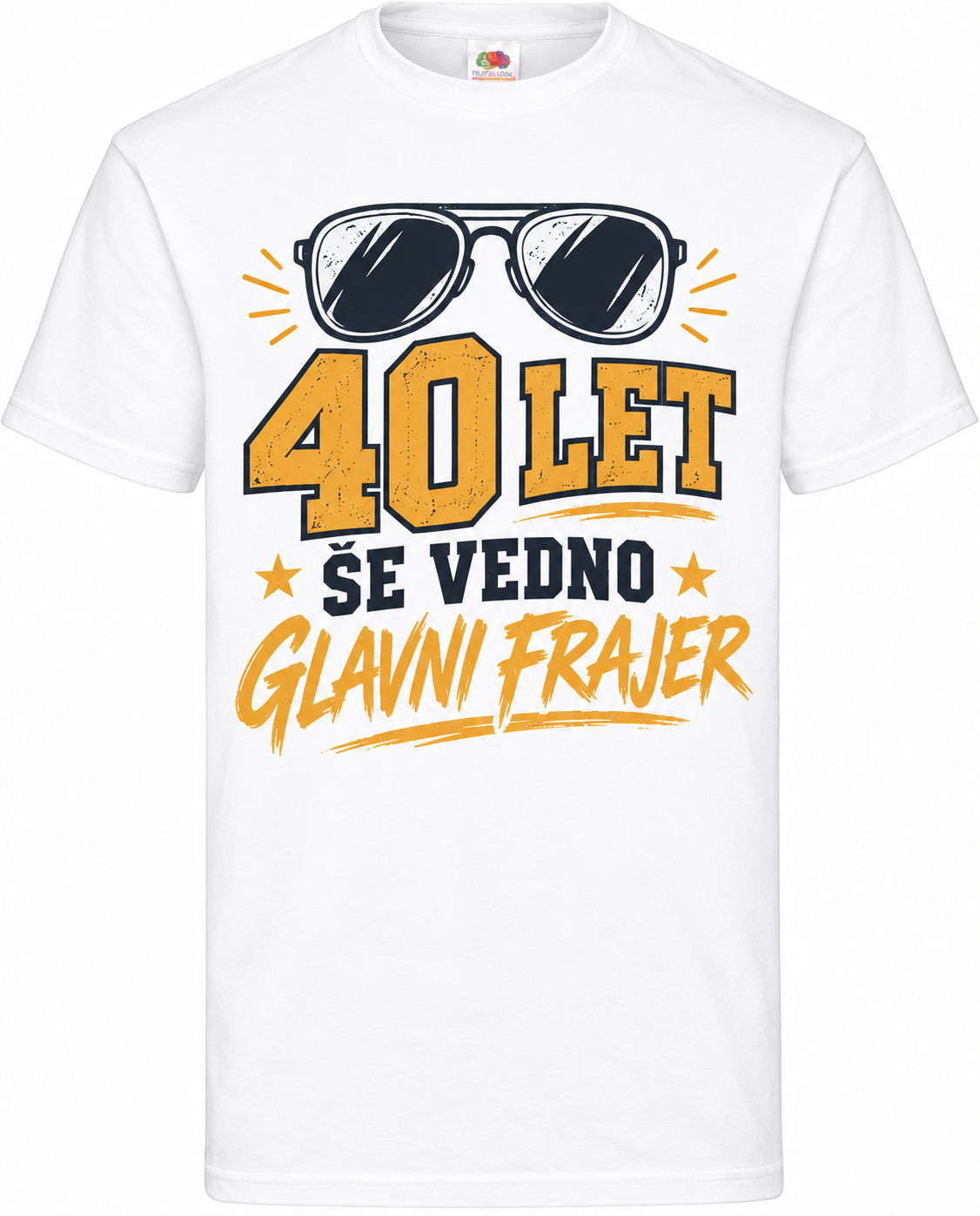 Moška majica za 40 let Še vedno glavni frajer, Fruit of the Loom, bela