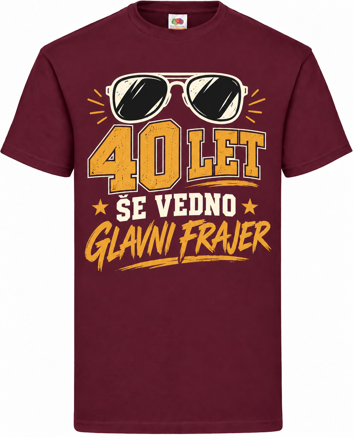 Moška majica za 40 let Še vedno glavni frajer, Fruit of the Loom, bordo