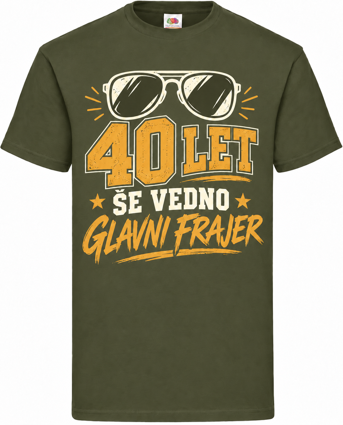 Moška majica za 40 let Še vedno glavni frajer, Fruit of the Loom, olivna