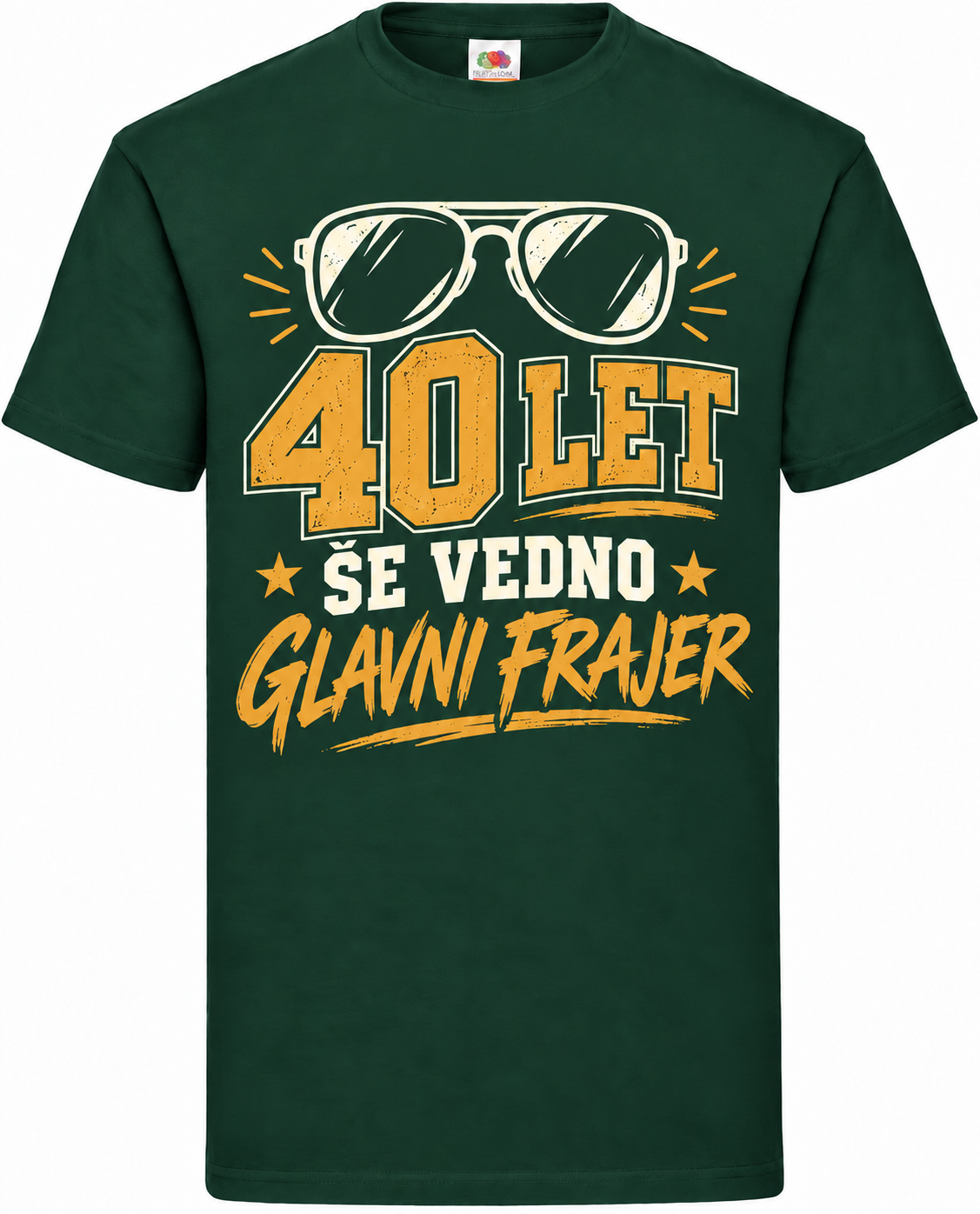 Moška majica za 40 let Še vedno glavni frajer, Fruit of the Loom, stekleno zelena
