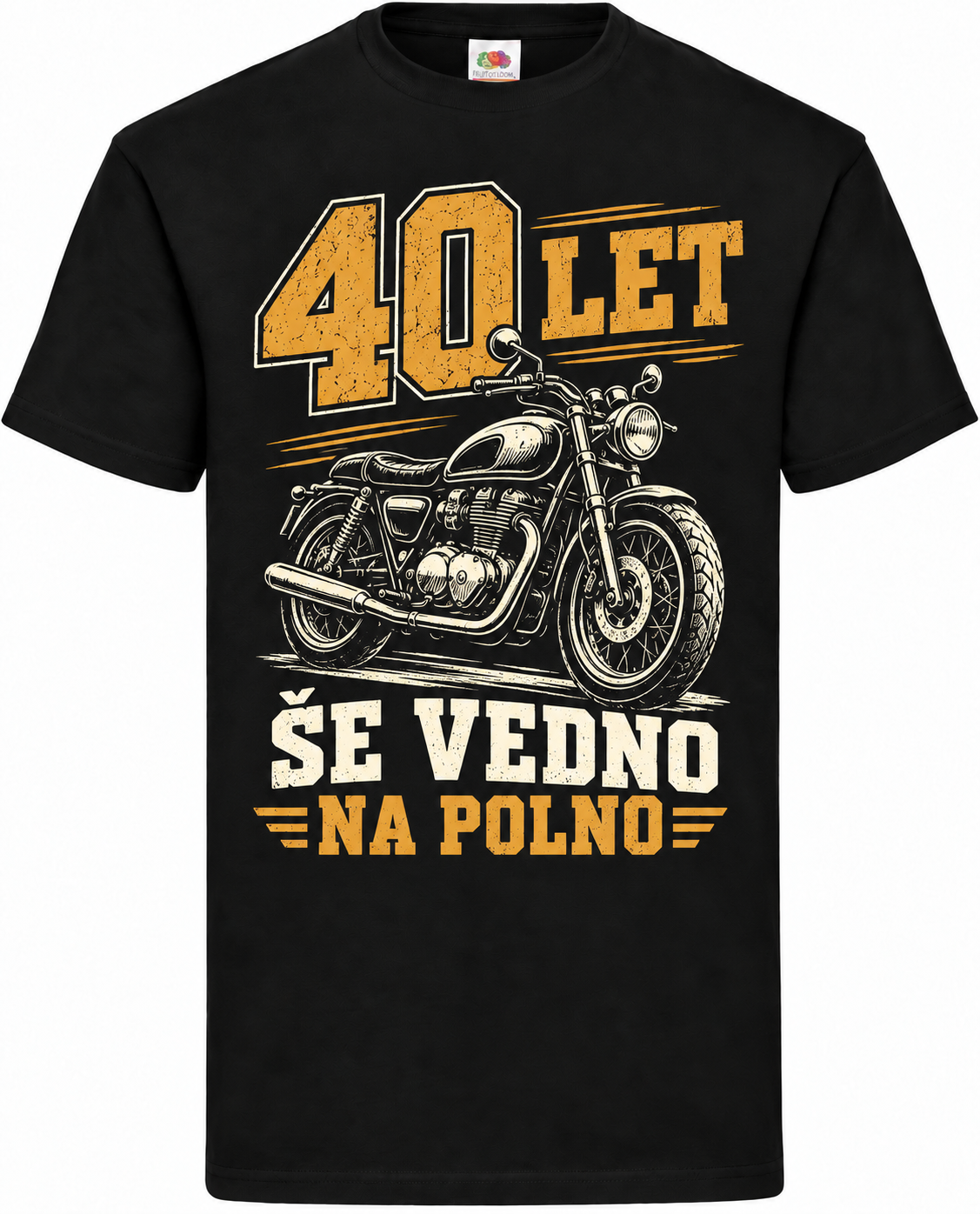 Moška majica za 40 let Še vedno na polno, Fruit of the Loom, črna