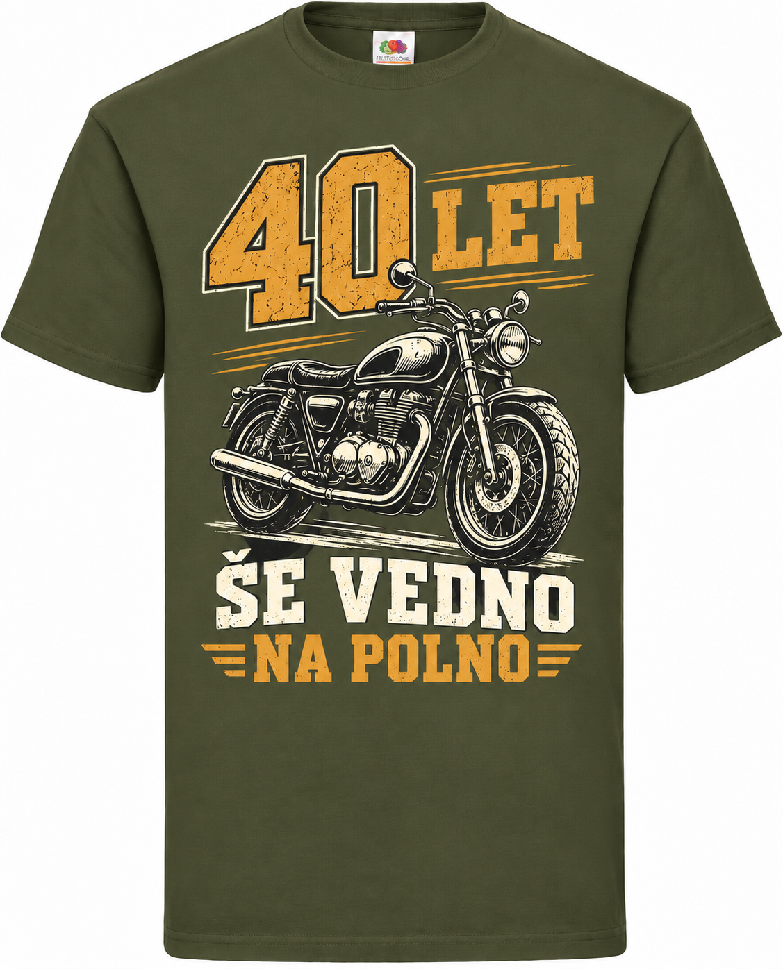 Moška majica za 40 let Še vedno na polno, Fruit of the Loom, olivna