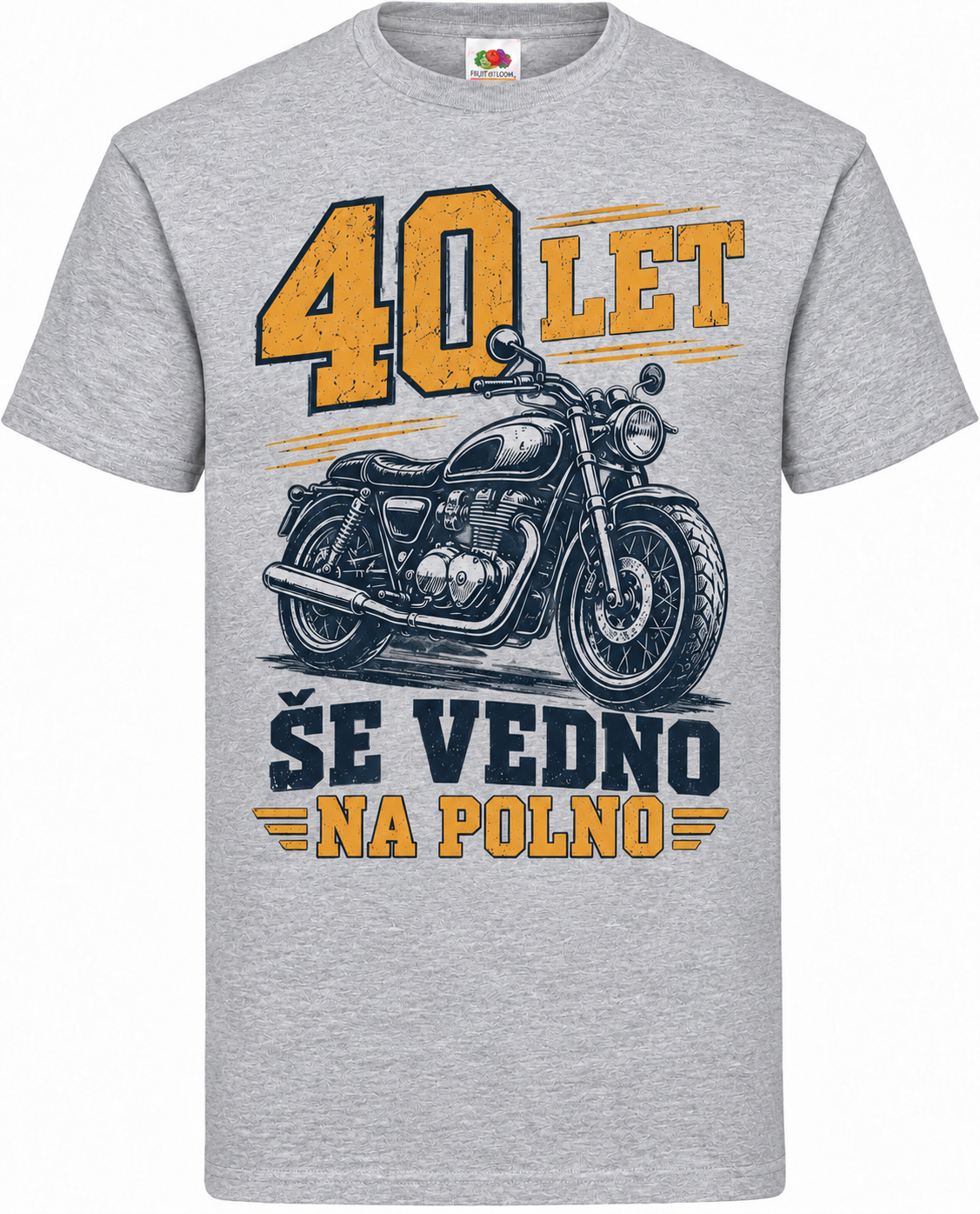 Moška majica za 40 let Še vedno na polno, Fruit of the Loom, siva