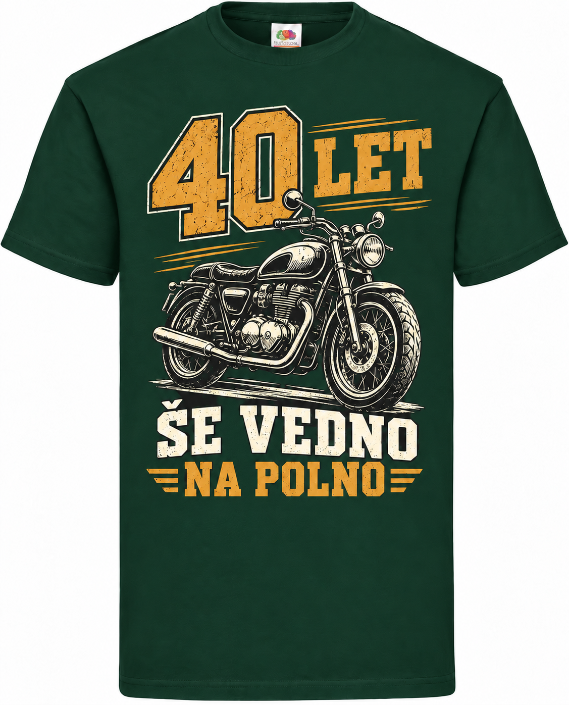 Moška majica za 40 let Še vedno na polno, Fruit of the Loom, stekleno zelena