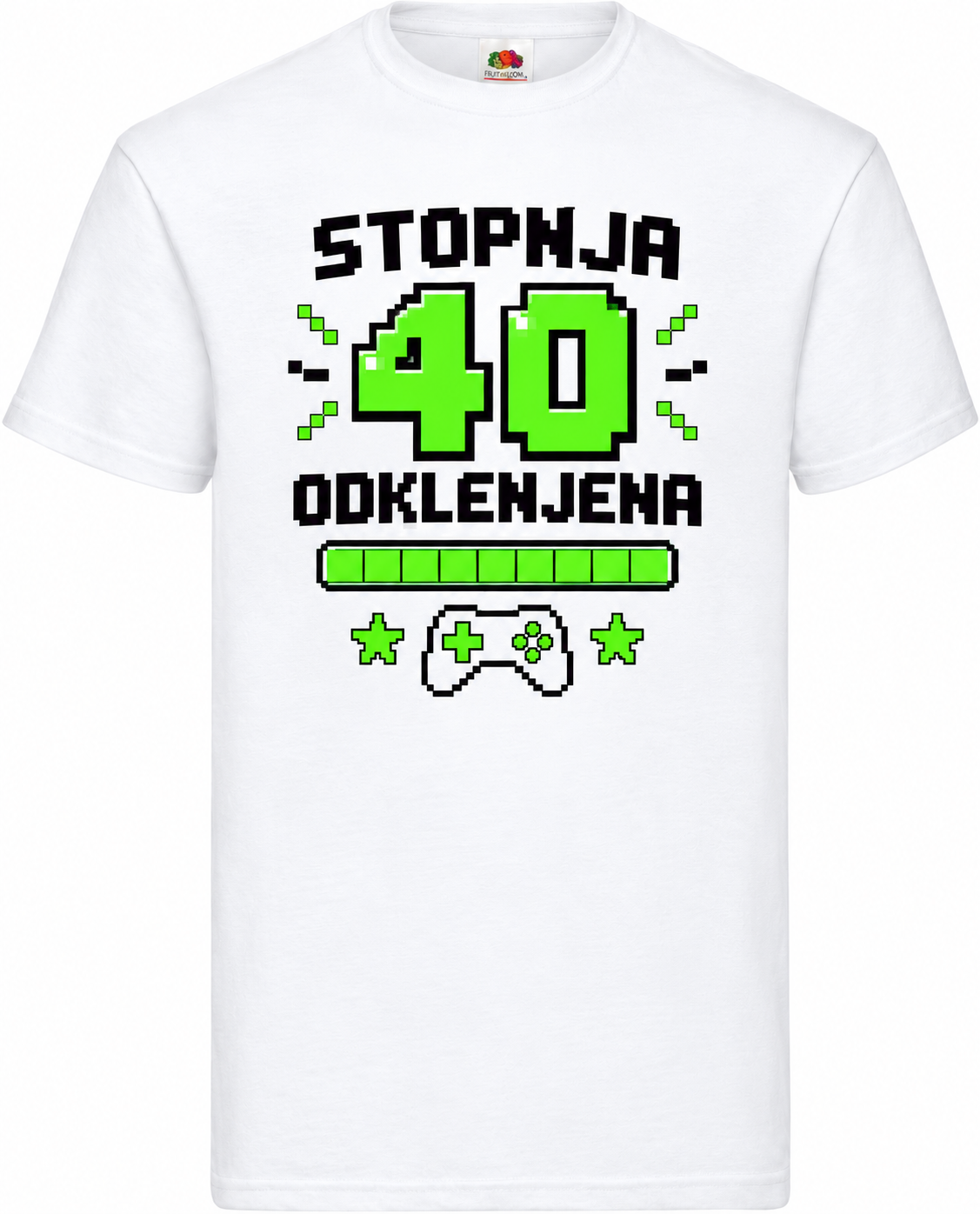 Moška majica za 40 let Stopnja 40 odklenjena, Fruit of the Loom, bela