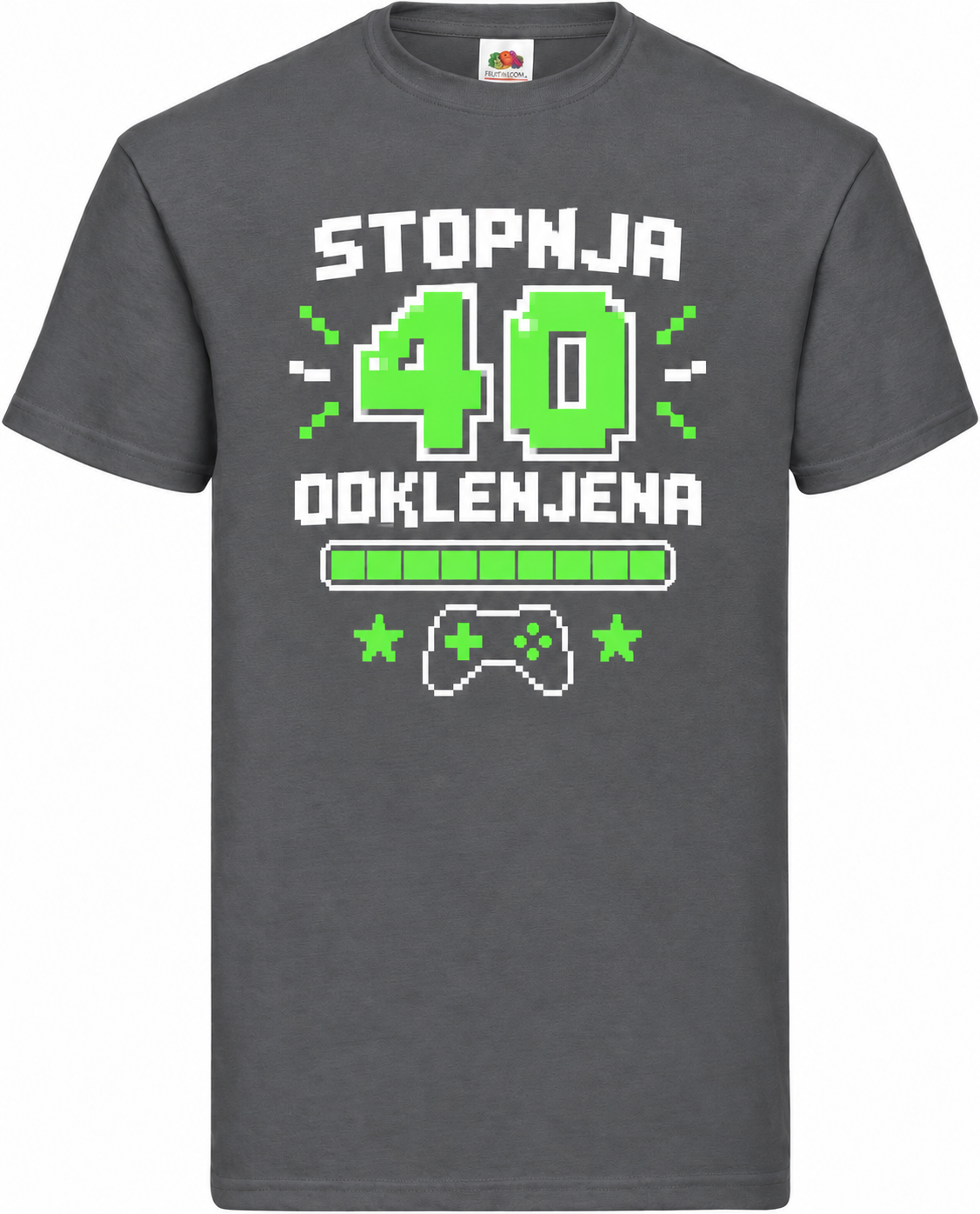 Moška majica za 40 let Stopnja 40 odklenjena, Fruit of the Loom, grafitna