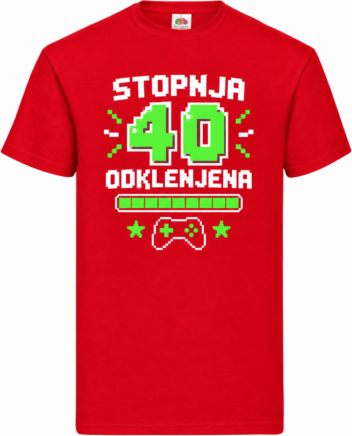 Moška majica za 40 let Stopnja 40 odklenjena, Fruit of the Loom, rdeča