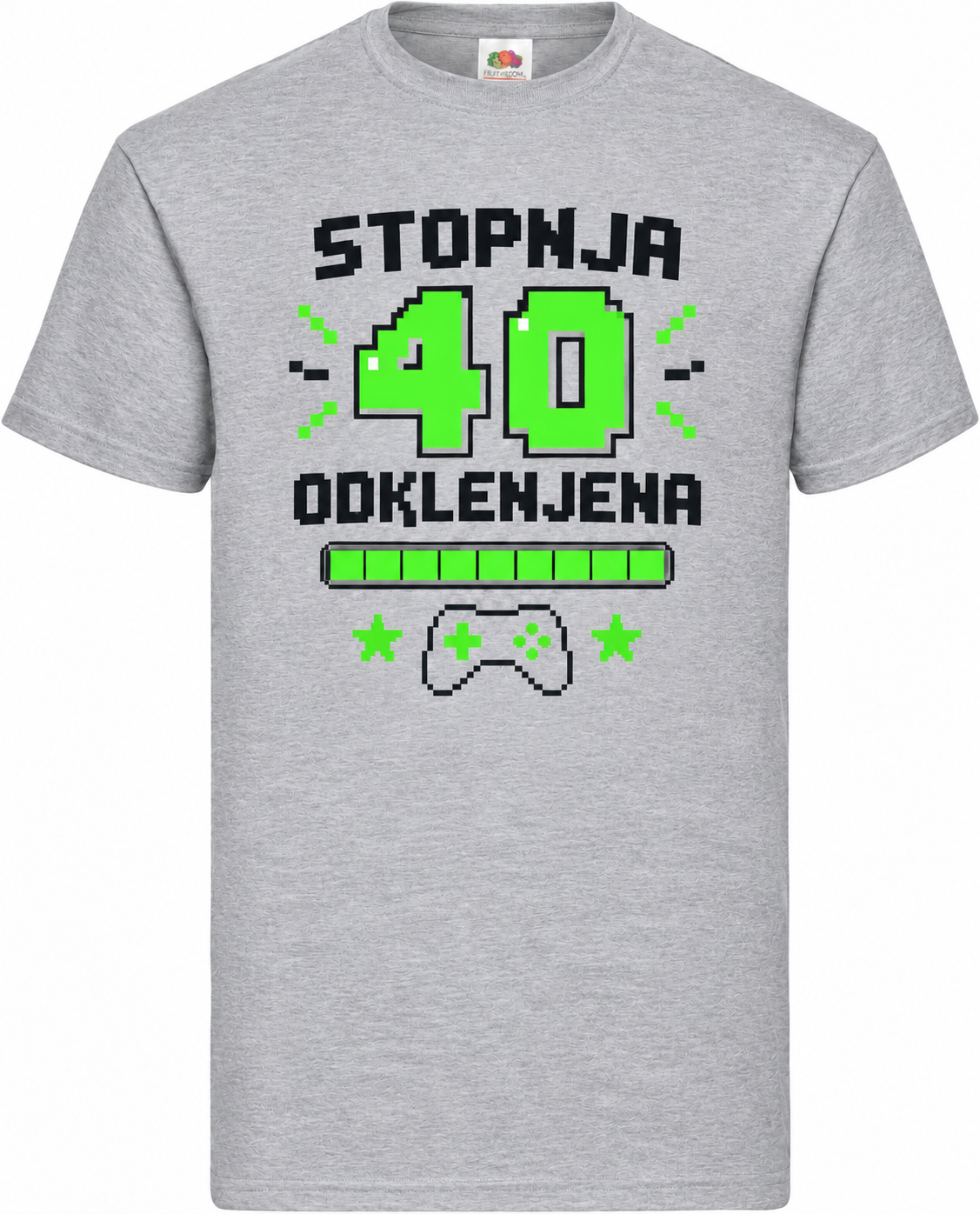 Moška majica za 40 let Stopnja 40 odklenjena, Fruit of the Loom, siva