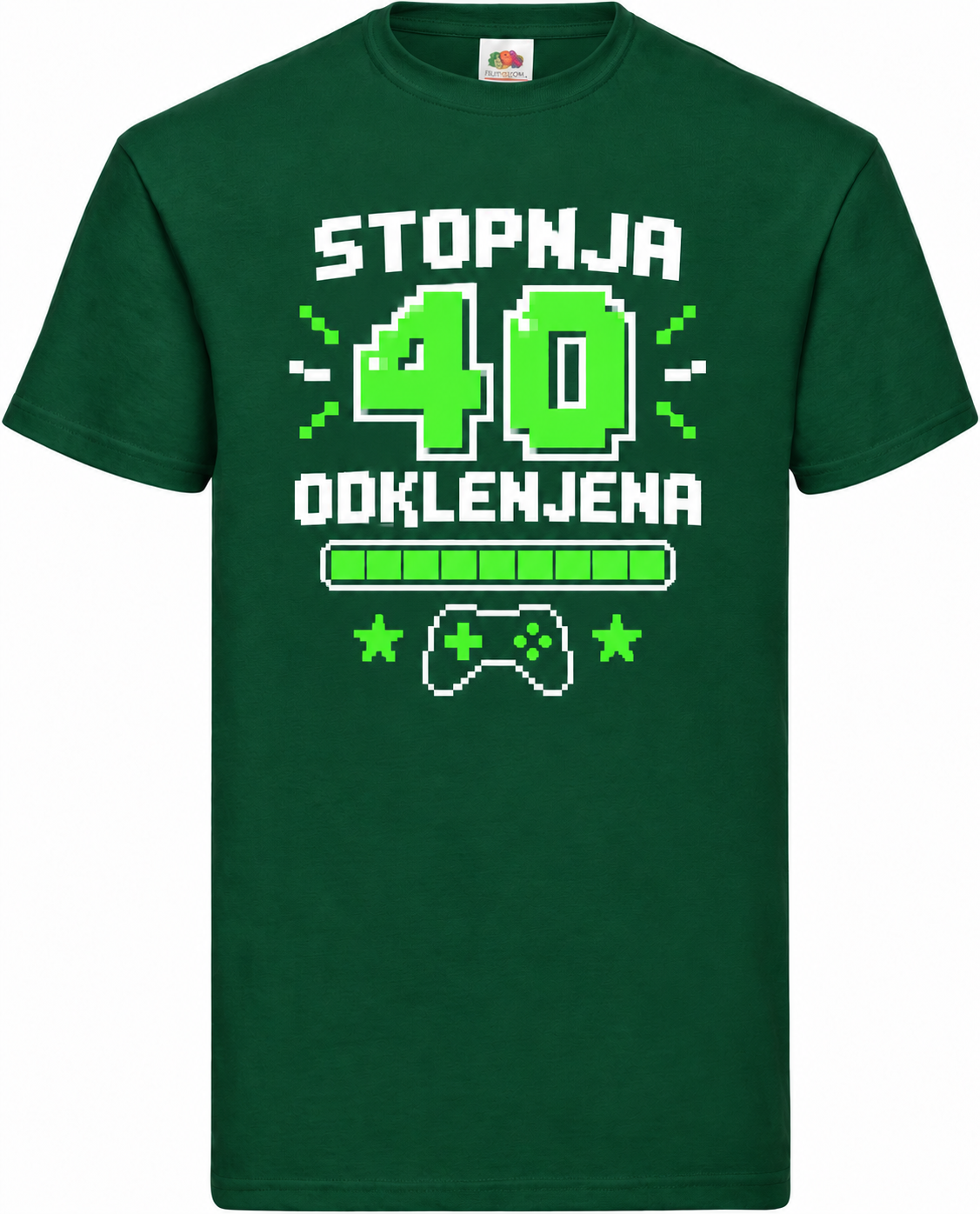 Moška majica za 40 let Stopnja 40 odklenjena, Fruit of the Loom, stekleno zelena