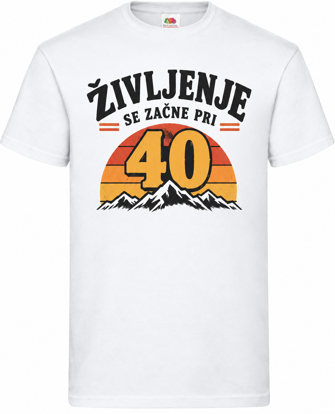 Moška majica za 40 let Življenje se začne pri 40, Fruit of the Loom, bela