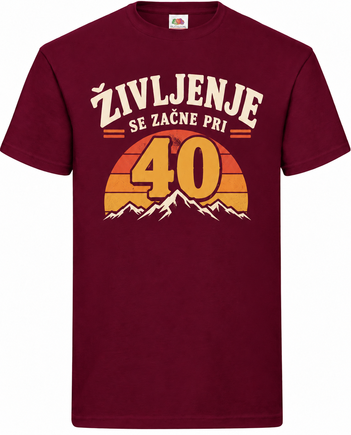 Moška majica za 40 let Življenje se začne pri 40, Fruit of the Loom, bordo