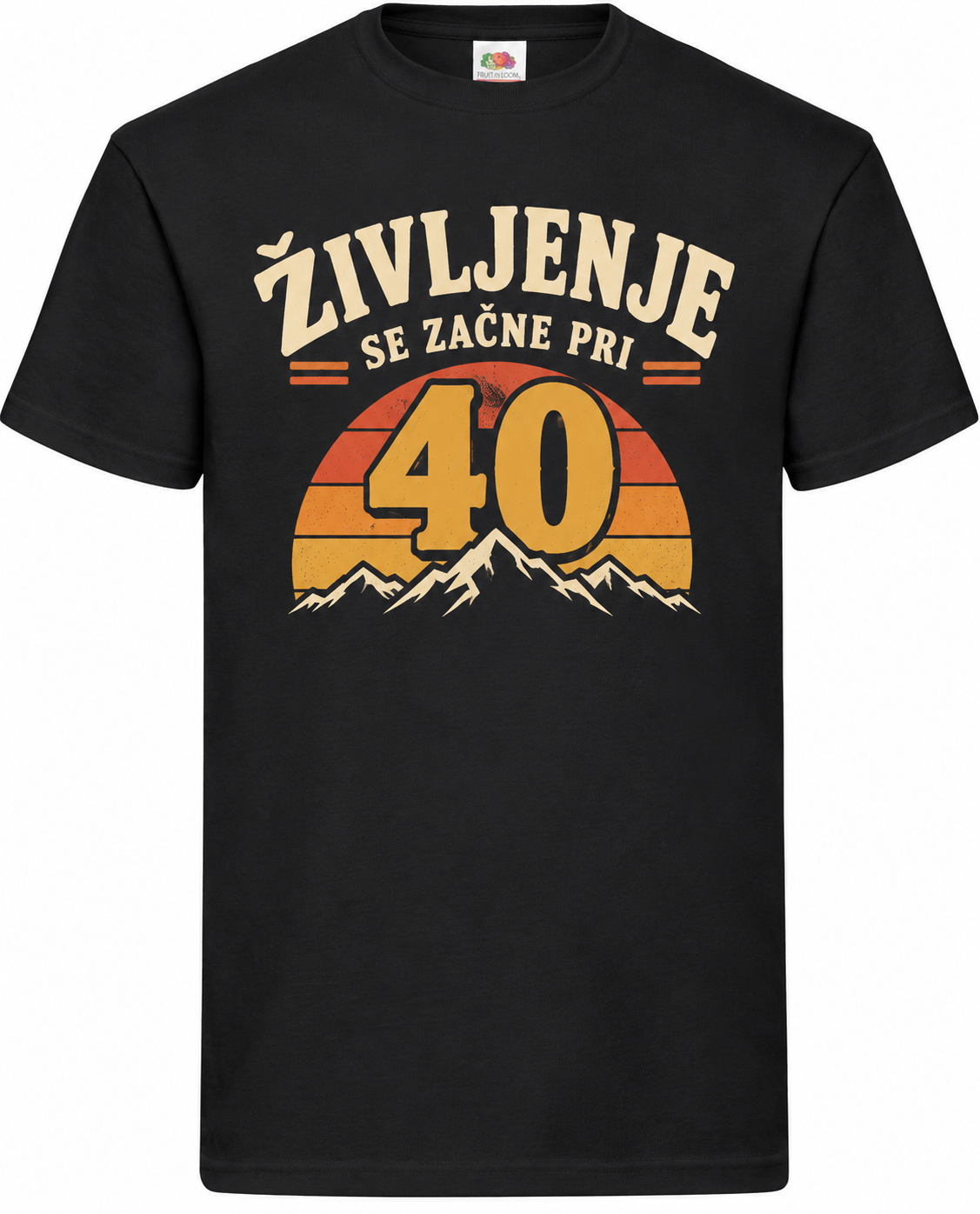 Moška majica za 40 let Življenje se začne pri 40, Fruit of the Loom, črna