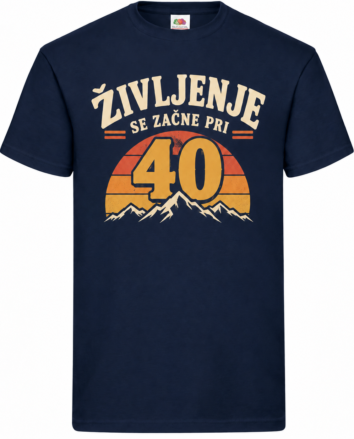 Moška majica za 40 let Življenje se začne pri 40, Fruit of the Loom, mornarsko modra