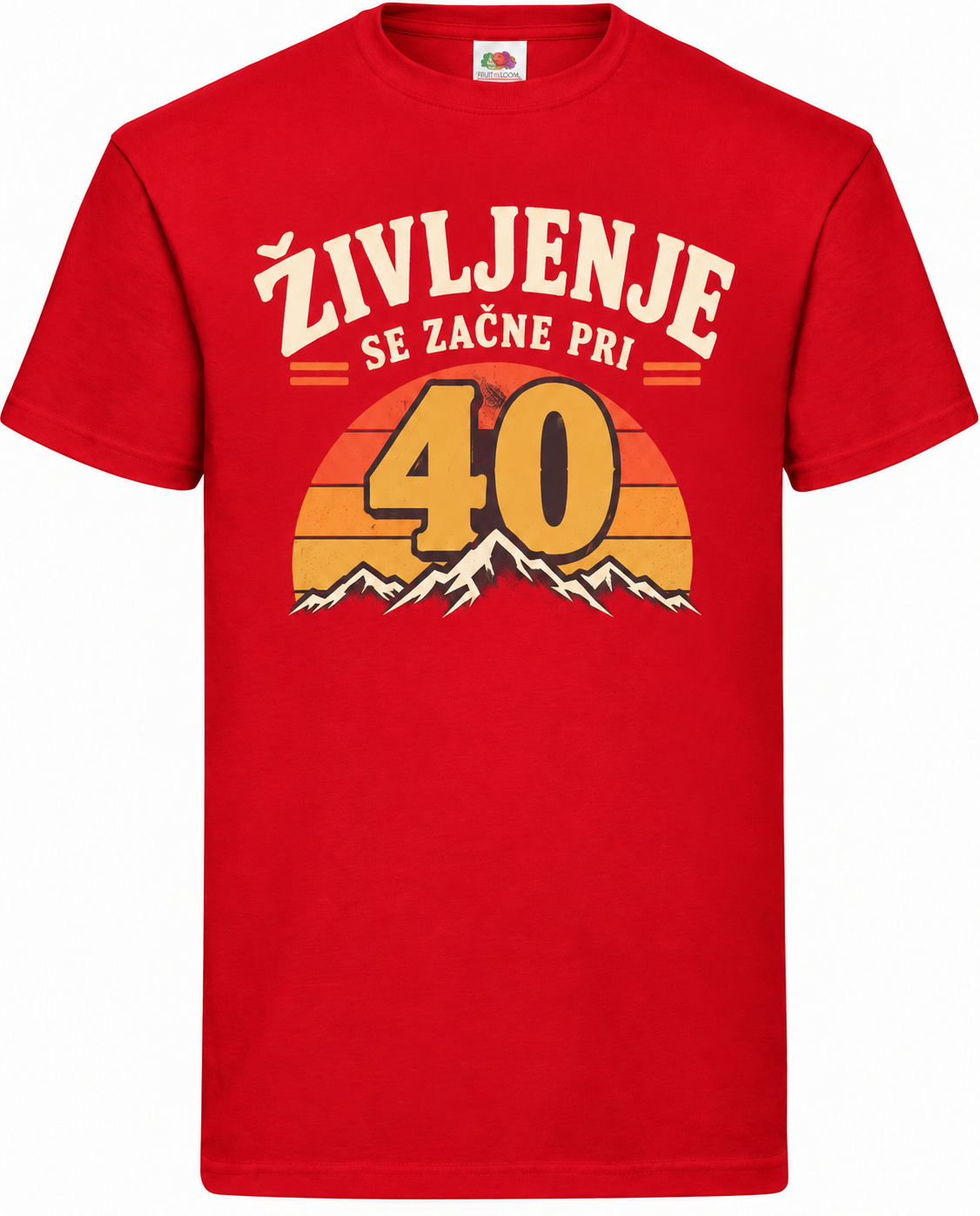 Moška majica za 40 let Življenje se začne pri 40, Fruit of the Loom, rdeča