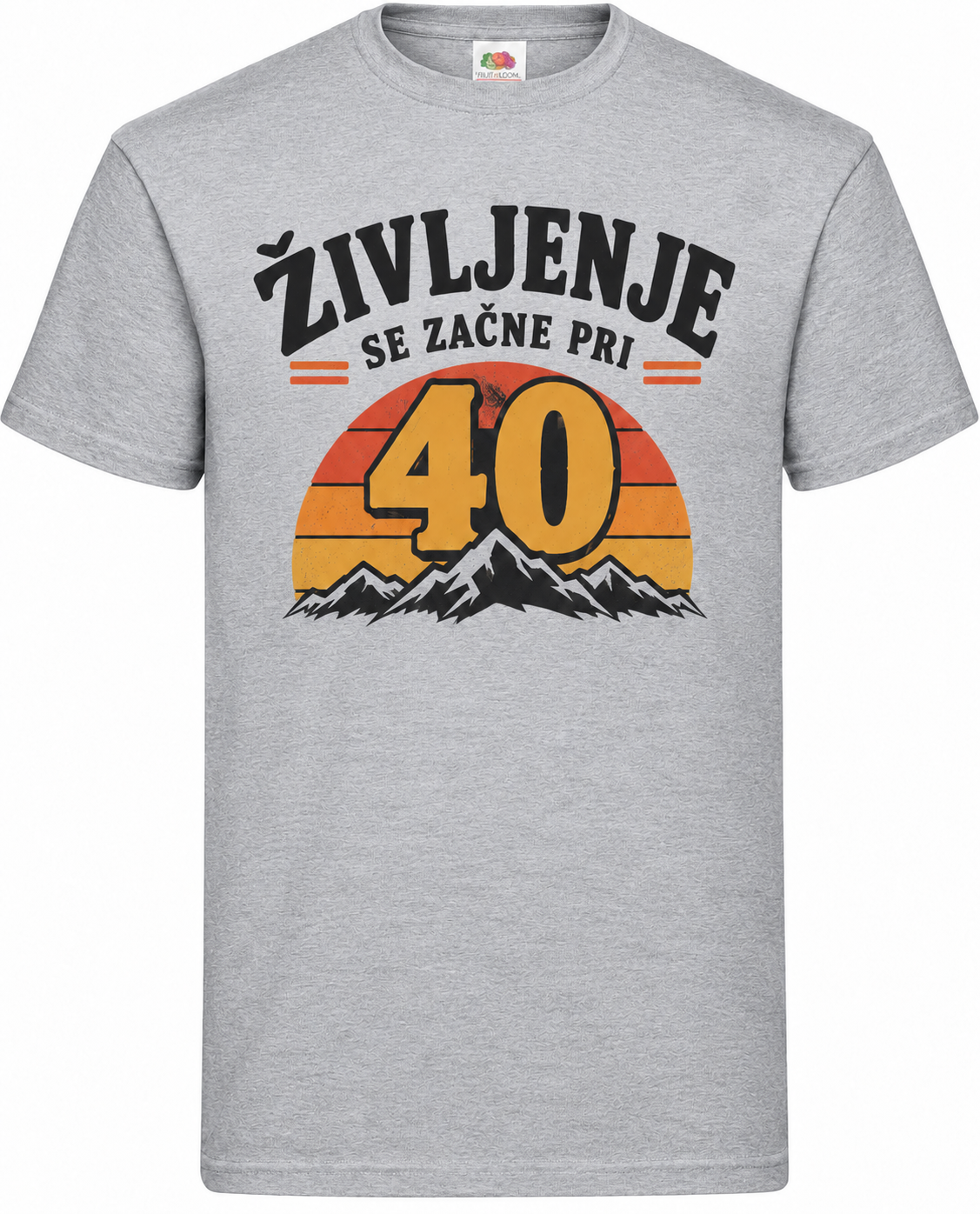 Moška majica za 40 let Življenje se začne pri 40, Fruit of the Loom, siva