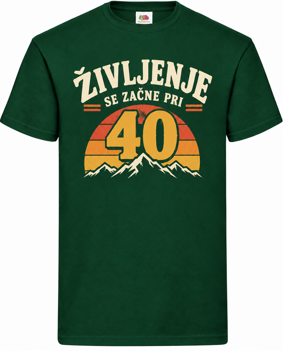 Moška majica za 40 let Življenje se začne pri 40, Fruit of the Loom, stekleno zelena