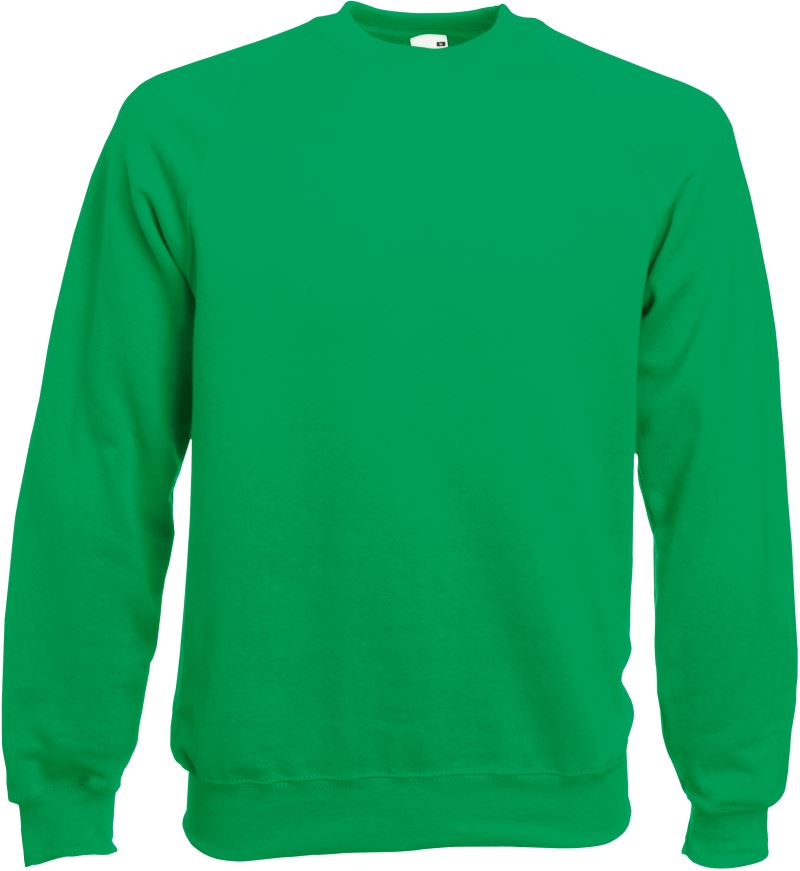 Kelly zelen moški raglan pulover Fruit of the Loom Classic
