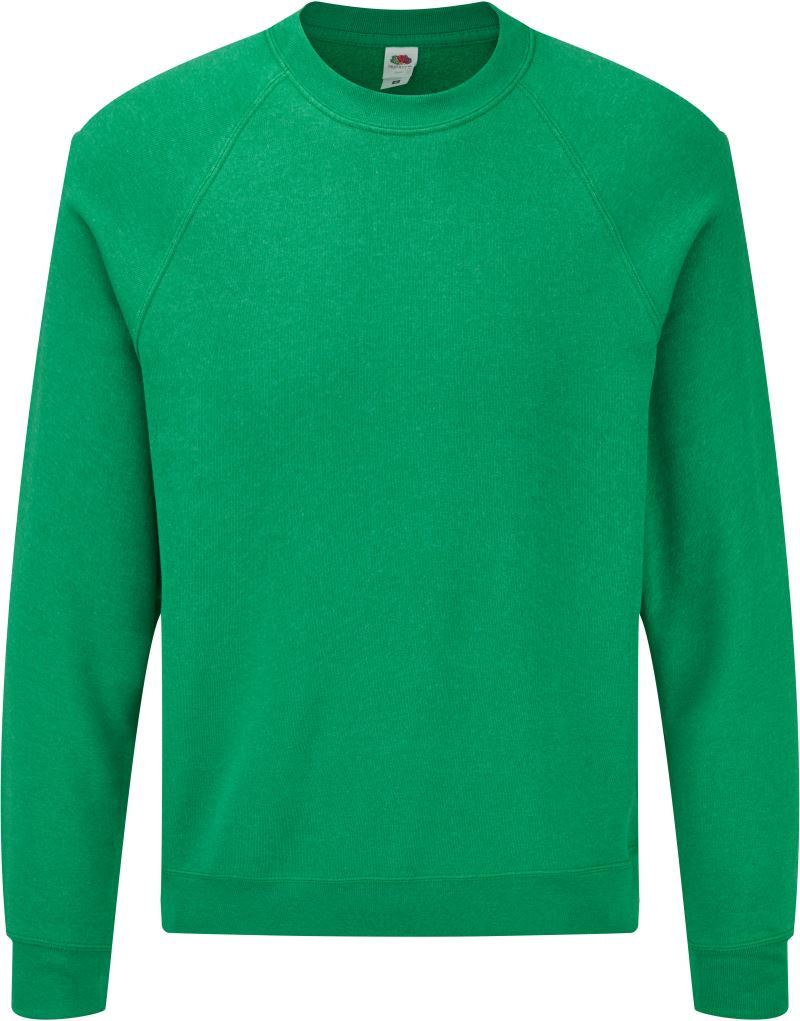Retro melirano zelen moški raglan pulover Fruit of the Loom Classic