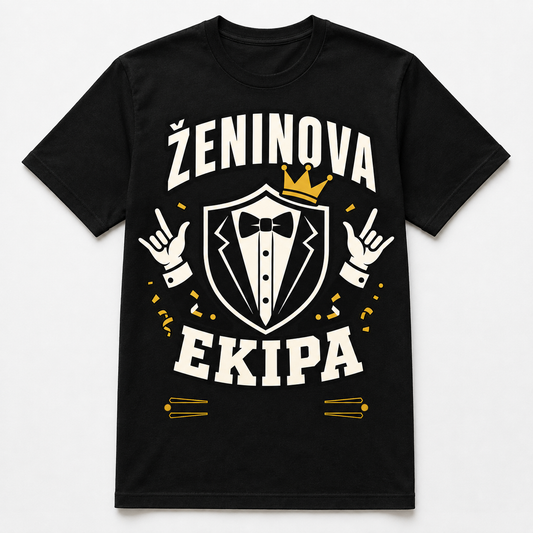 Personalizirana majica za fantovščino Ženinova ekipa, črna