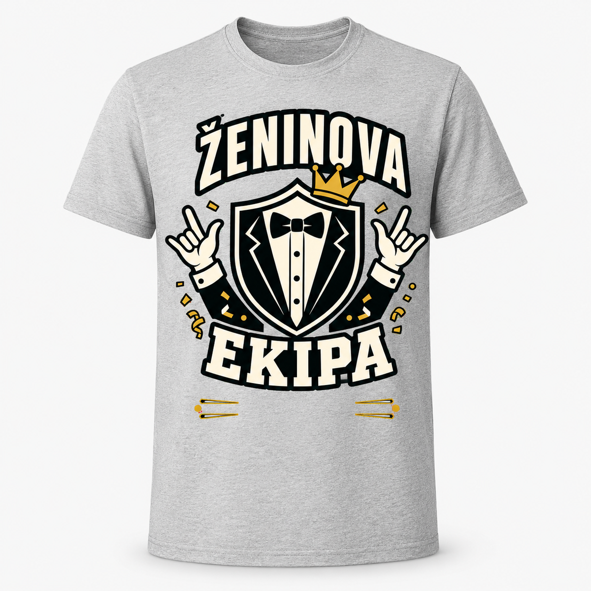 Personalizirana majica za fantovščino Ženinova ekipa, siva