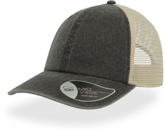 6-panelna trucker kapa Atlantis Case s mrežastim hrbtom in logotipom na sprednji strani