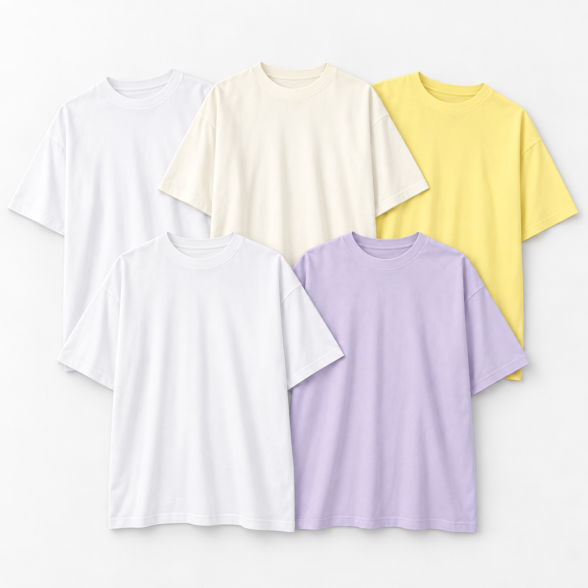 Set pet moških majic SOL'S Boxy Men s podaljšanim oversize krojem, svetlejše barve, v paketu.