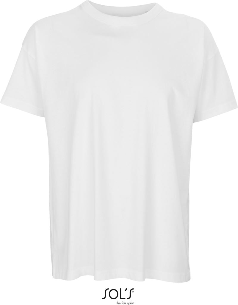 Set pet moških majic SOL'S Boxy Men s podaljšanim oversize krojem, v beli barvi, prikazane na sliki.
