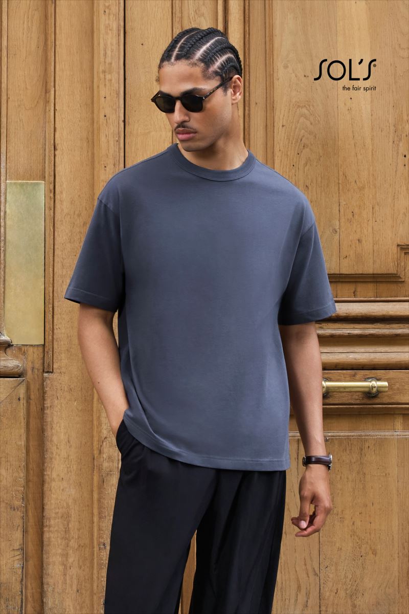 Set pet moških majic SOL'S Boxy Men s podaljšanim oversize krojem, v različnih barvah, prikazanih na sliki.