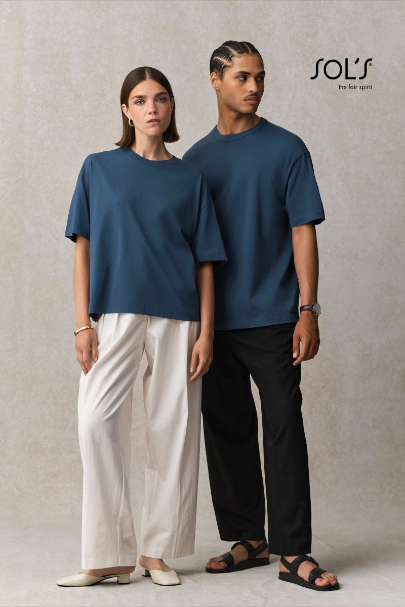 Set pet moških majic SOL'S Boxy Men s podaljšanim oversize krojem, v različnih barvah, prikazanih na sliki.