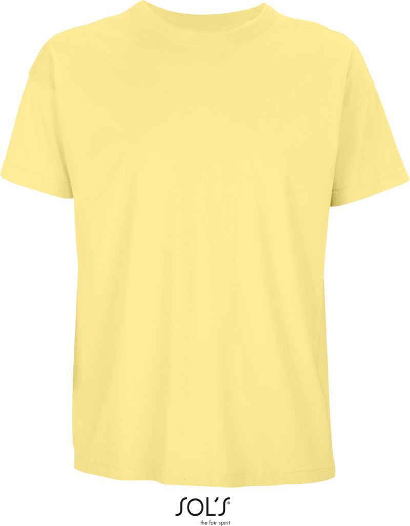 Set 5 moških majic SOL'S Boxy Men s podaljšanim oversize krojem, svetlo rumene barve, za udobno vsakodnevno nošenje.