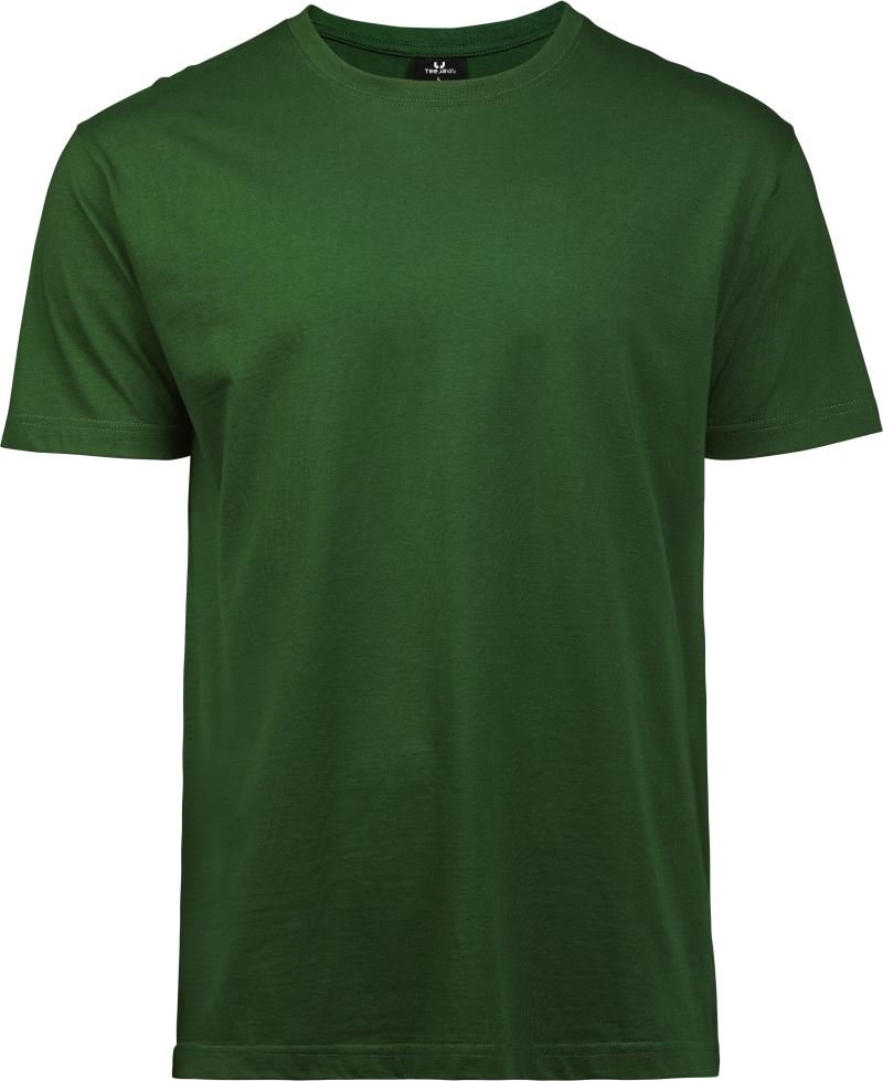 Set 5 moških majic Tee Jays TJ 8000 s podaljšanim krojem, gozdno zelena, primerne za vsakodnevno nošenje.