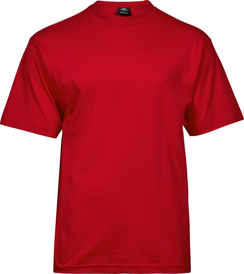 Set 5 rdečih moških majic Tee Jays TJ 8000 s podaljšanim krojem, kakovostne moške majice za vsakdanjo uporabo.