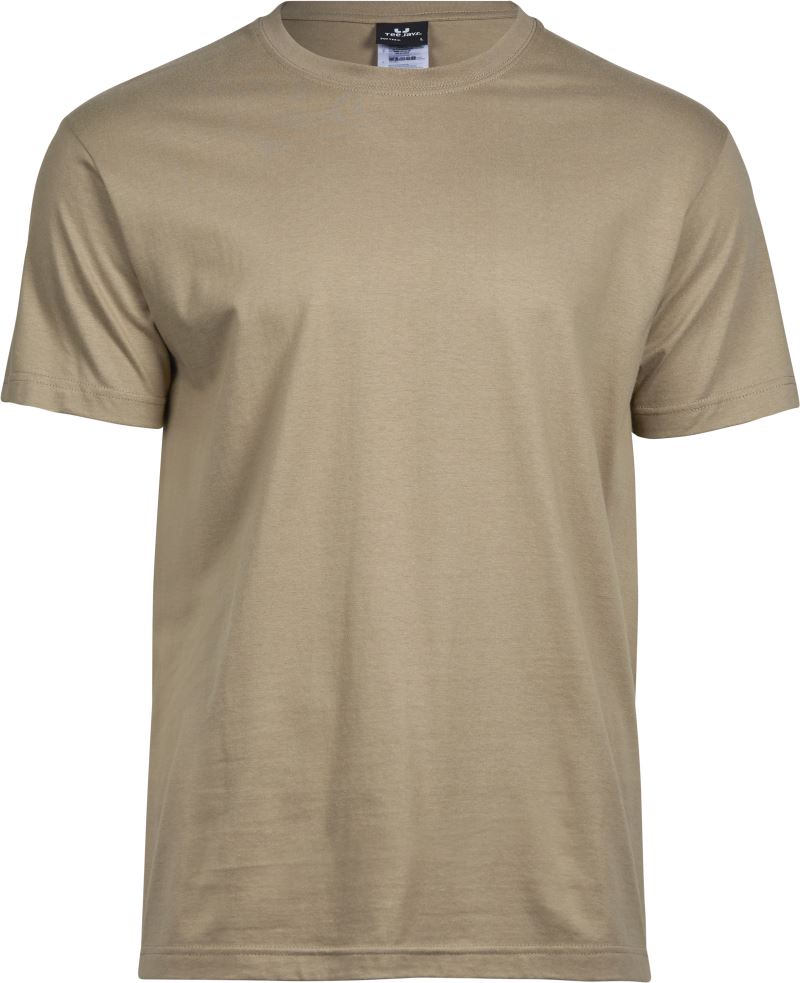 Set 5 moških majic Tee Jays TJ 8000, podaljšan kroj, svetlo bež barva, prikaz na beli podlagi