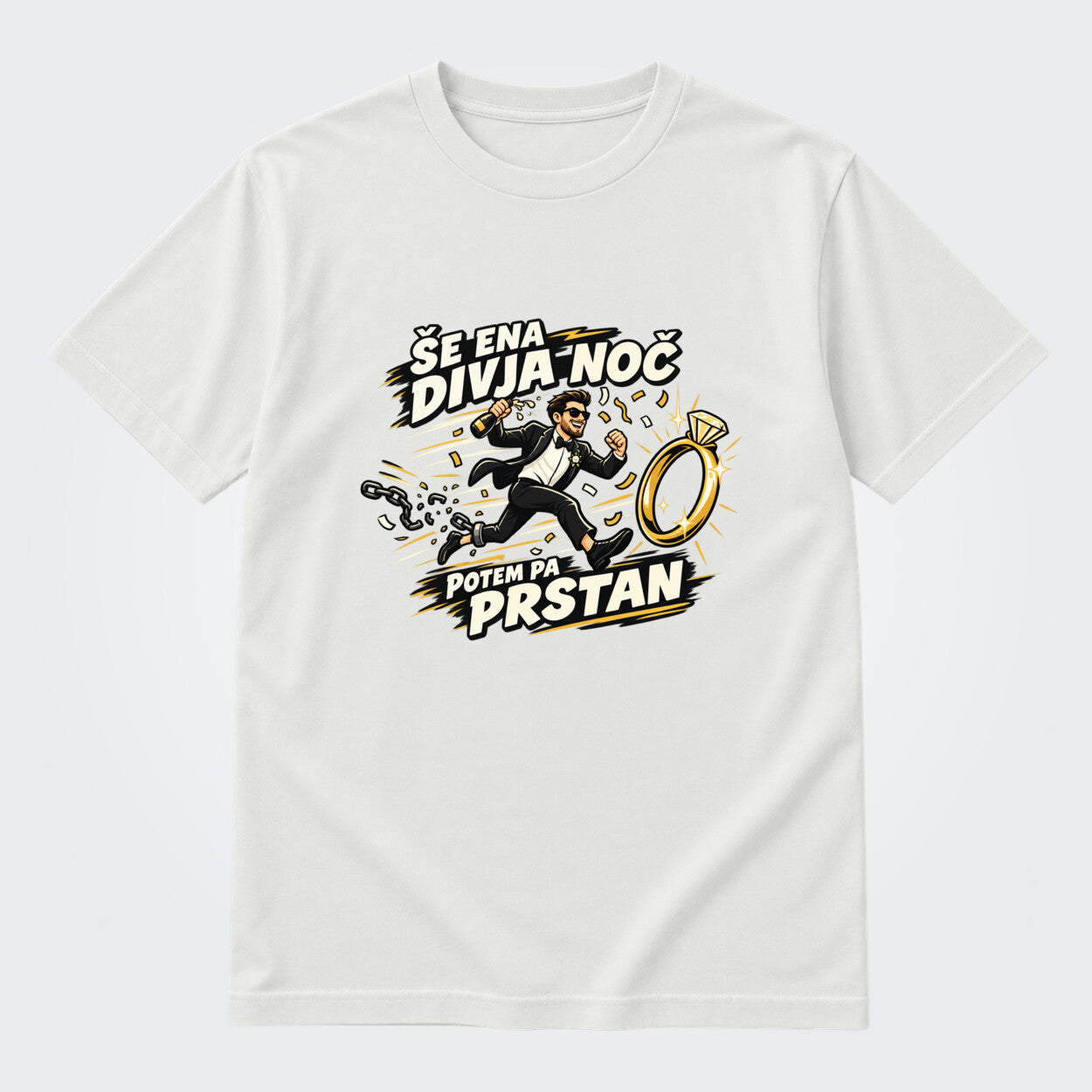 Majica za ženina - Še ena divja noč, barva Bela