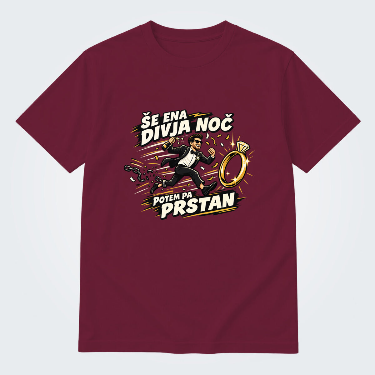 Majica za ženina - Še ena divja noč, barva Bordo