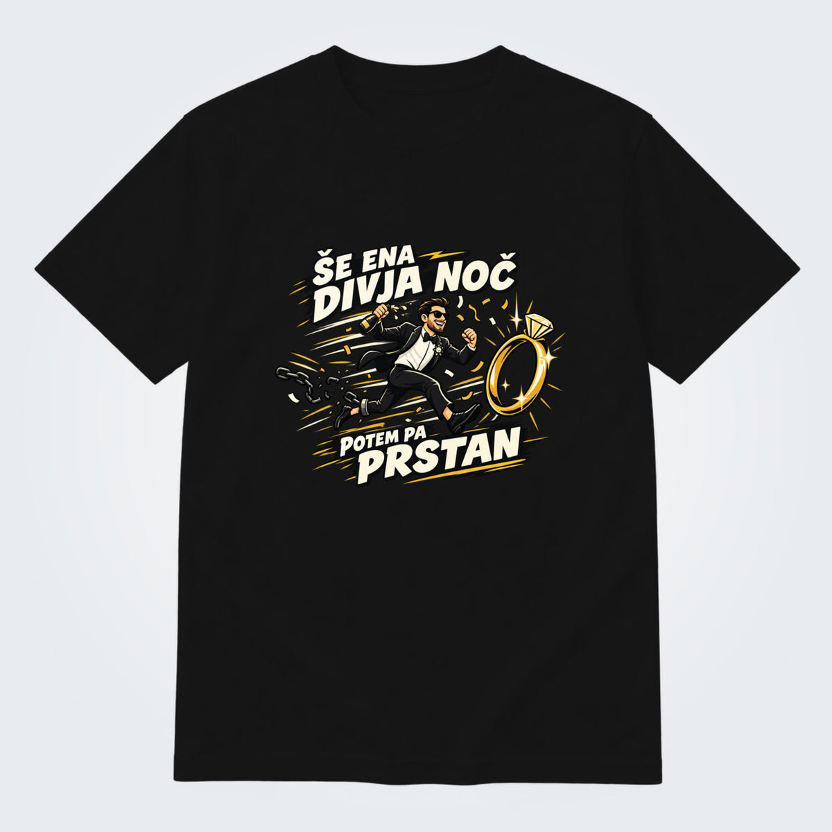 Majica za ženina - Še ena divja noč, barva Črna