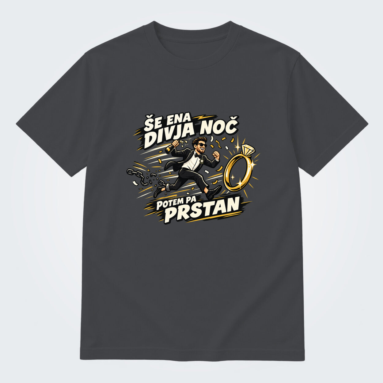 Majica za ženina - Še ena divja noč, barva Grafitna